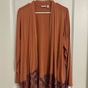 LOGO by Lori Goldstein Rust Open Front Cardigan